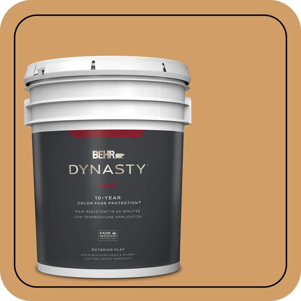 BEHR DYNASTY 5 gal. #MQ4-08 Golden Aura Flat Exterior Stain-Blocking Paint & Primer