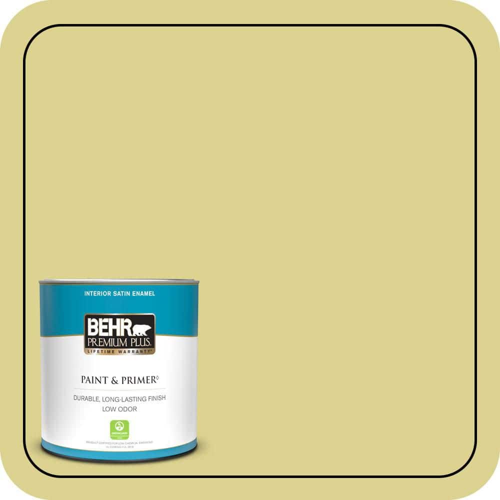 BEHR PREMIUM PLUS #T17-16 Thats My Lime Enamel Interior Stain-Blocking Paint and Primer