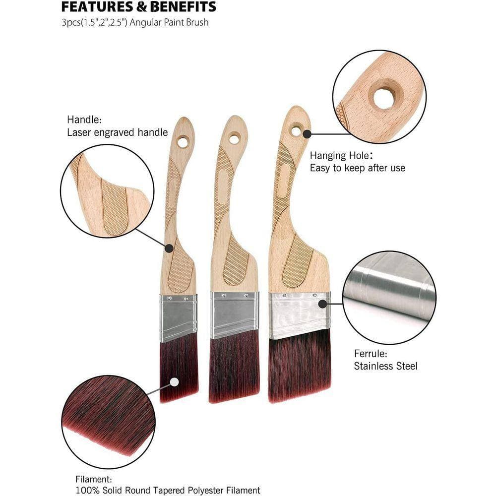 KIWDZFU Angled Paint Brush Set with Ergonomic Wood Handle for Wall Furniture Cutting 3PC (1.5, 2, 2.5) (2)