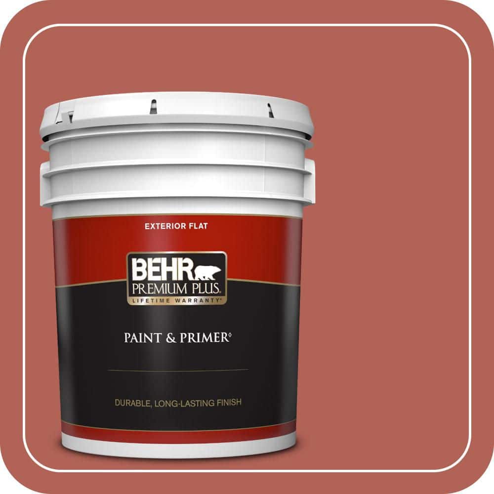 BEHR PREMIUM PLUS 5 gal. #QE-04 Chimayo Red Flat Exterior Paint & Primer