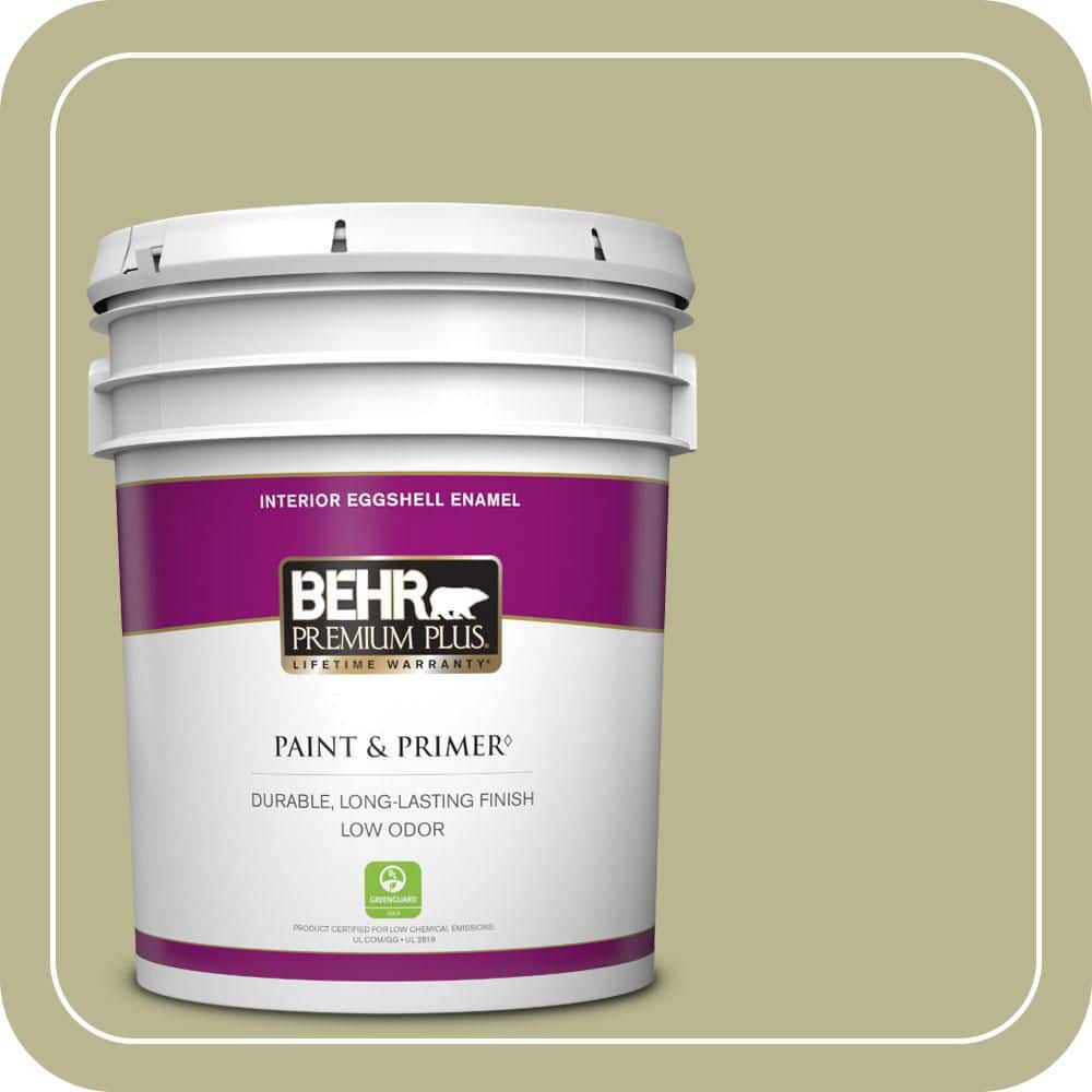 BEHR PREMIUM PLUS 5 gal. #MQ6-56 Lichen Eggshell Enamel Low Odor Interior Paint & Primer