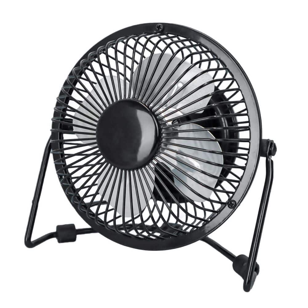 BEYOND BREEZE 4 in. Small USB Desk Fan, Mini Quiet Fan with Metal Construction and Adjustable Tilt Angle for Office, Black