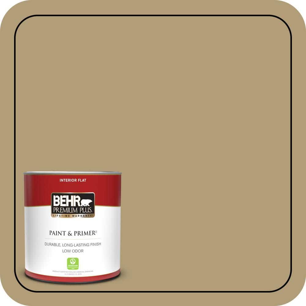 BEHR PREMIUM PLUS 1 qt. #S320-5 Ginger Tea Flat Low Odor Interior Paint & Primer