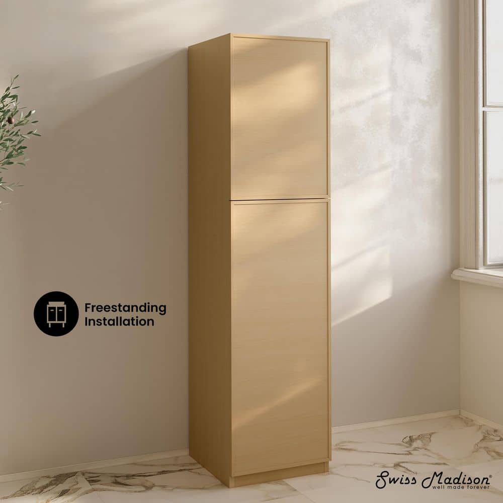 Swiss Madison St. Tropez 15 in. x 15 in. x 60 in. Freestanding Linen Cabinet in Natural Oak (2)