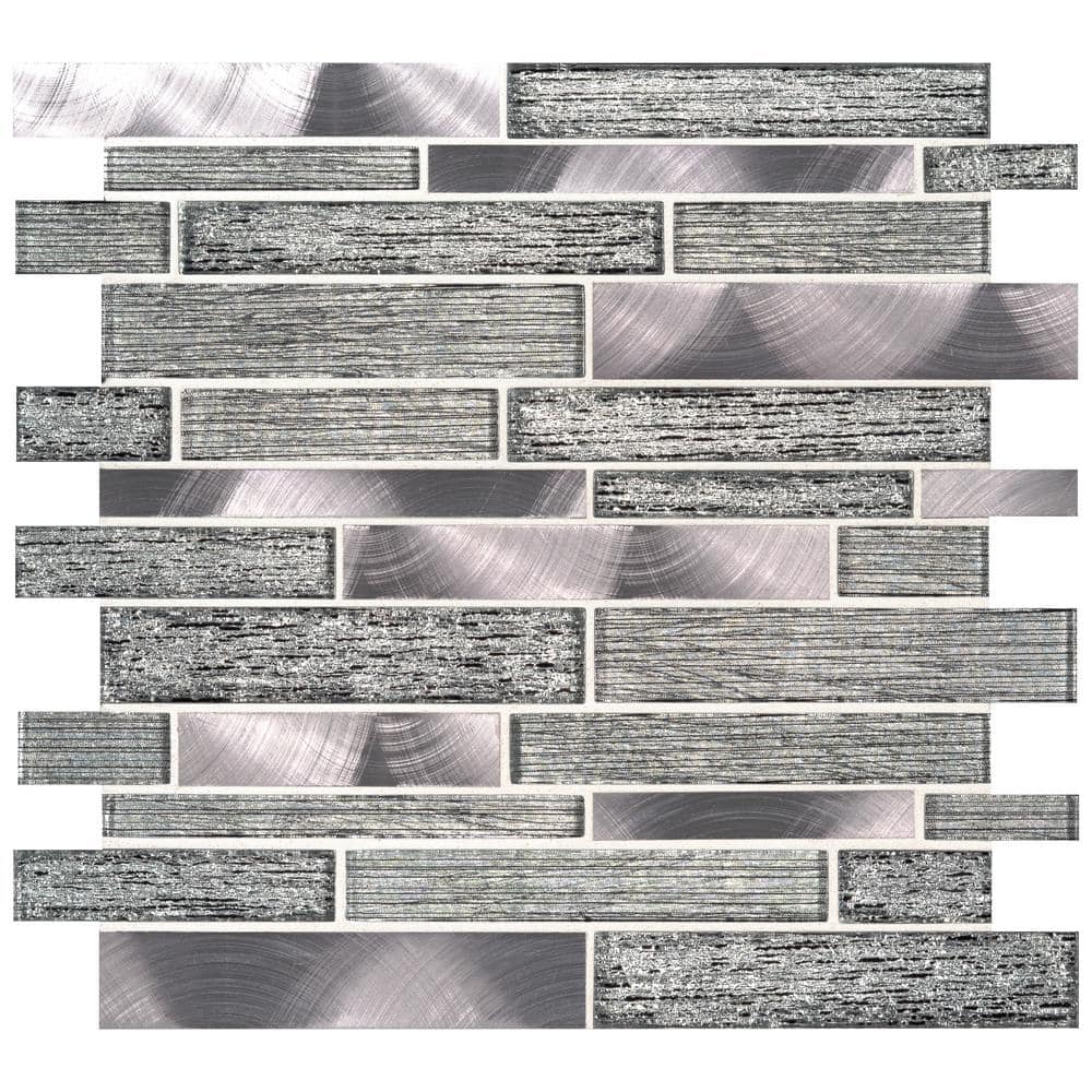 MSI Volcanic Luxe Interlocking 12 in. x 12 in. x 0.31 in. Glass/Metal Mesh-Mounted Mosaic Wall Tile (0.95 sq. ft. /Each) (1)