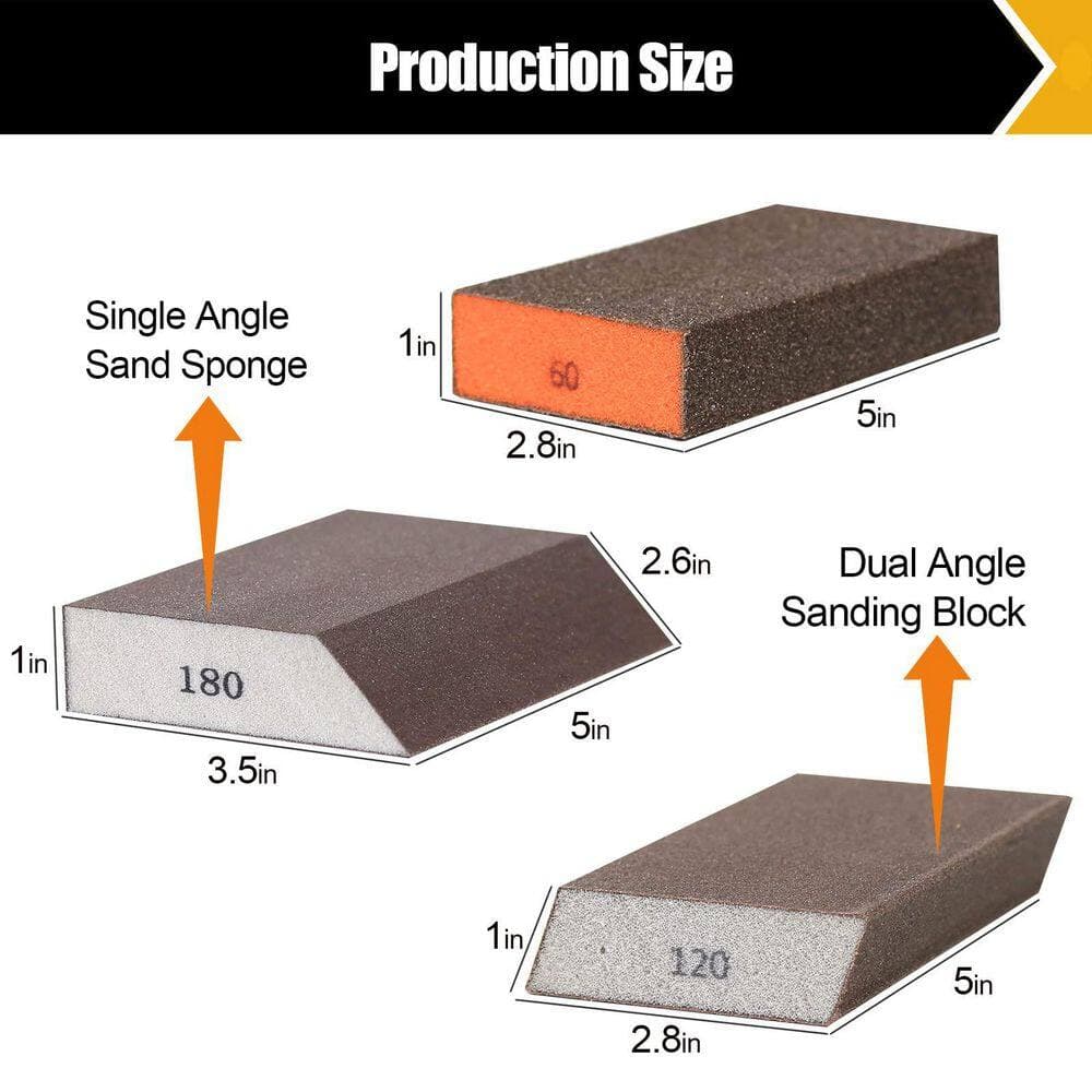 Unbranded 8Pck Sanding Sponge Blocks, 60/80/120/220 Grit Assortment, High-Elastic Sponge for Wood Metal Drywall, Washable Reusable (2)