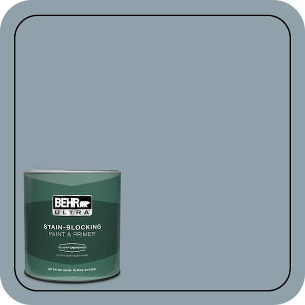 BEHR ULTRA 1 qt. #N480-4A Dusty Denim Extra Durable Satin Enamel Interior Paint and Primer (2)