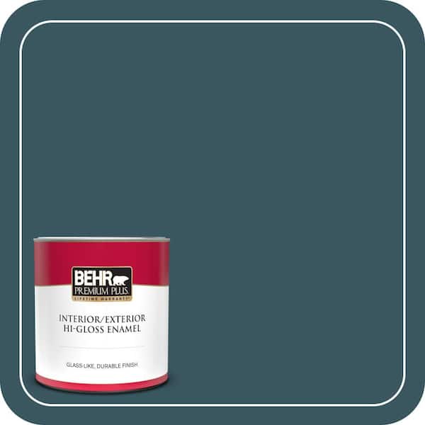 BEHR PREMIUM PLUS 1 qt. #520F-7 Kingfisher Hi-Gloss Enamel Interior/Exterior Paint & Primer (2)