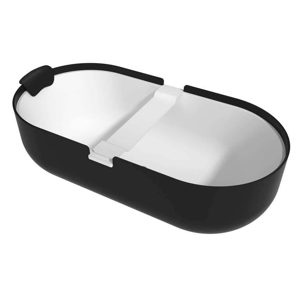 Dimakai 67 in. x 30 in. Solid Surface Soaking Bathtub with Center Drain and Pillow in Matte Black (1)
