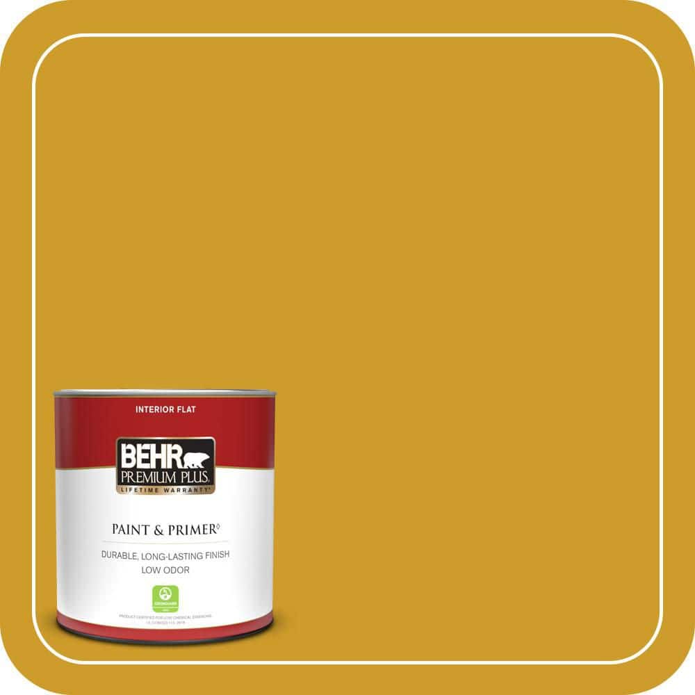 BEHR PREMIUM PLUS 1 qt. #T16-09 Citronne Flat Low Odor Interior Paint & Primer