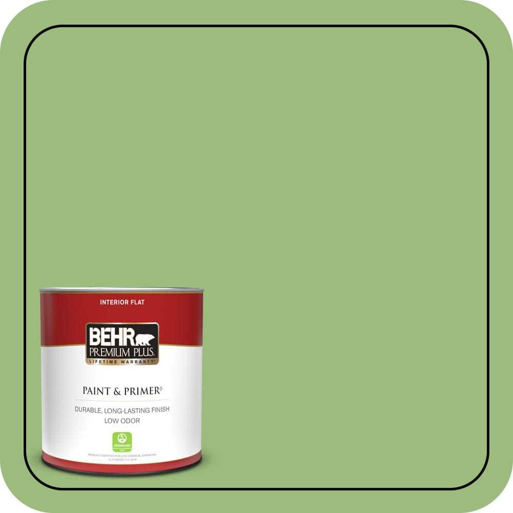 BEHR PREMIUM PLUS 1 qt. #P380-5 Gleeful Flat Low Odor Interior Paint & Primer