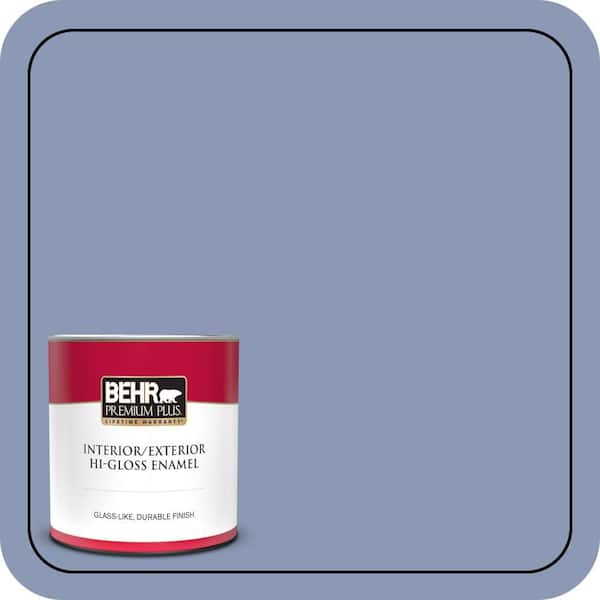 BEHR PREMIUM PLUS 1 qt. #600F-5 Blueberry Buckle Hi-Gloss Enamel Interior/Exterior Paint & Primer (2)