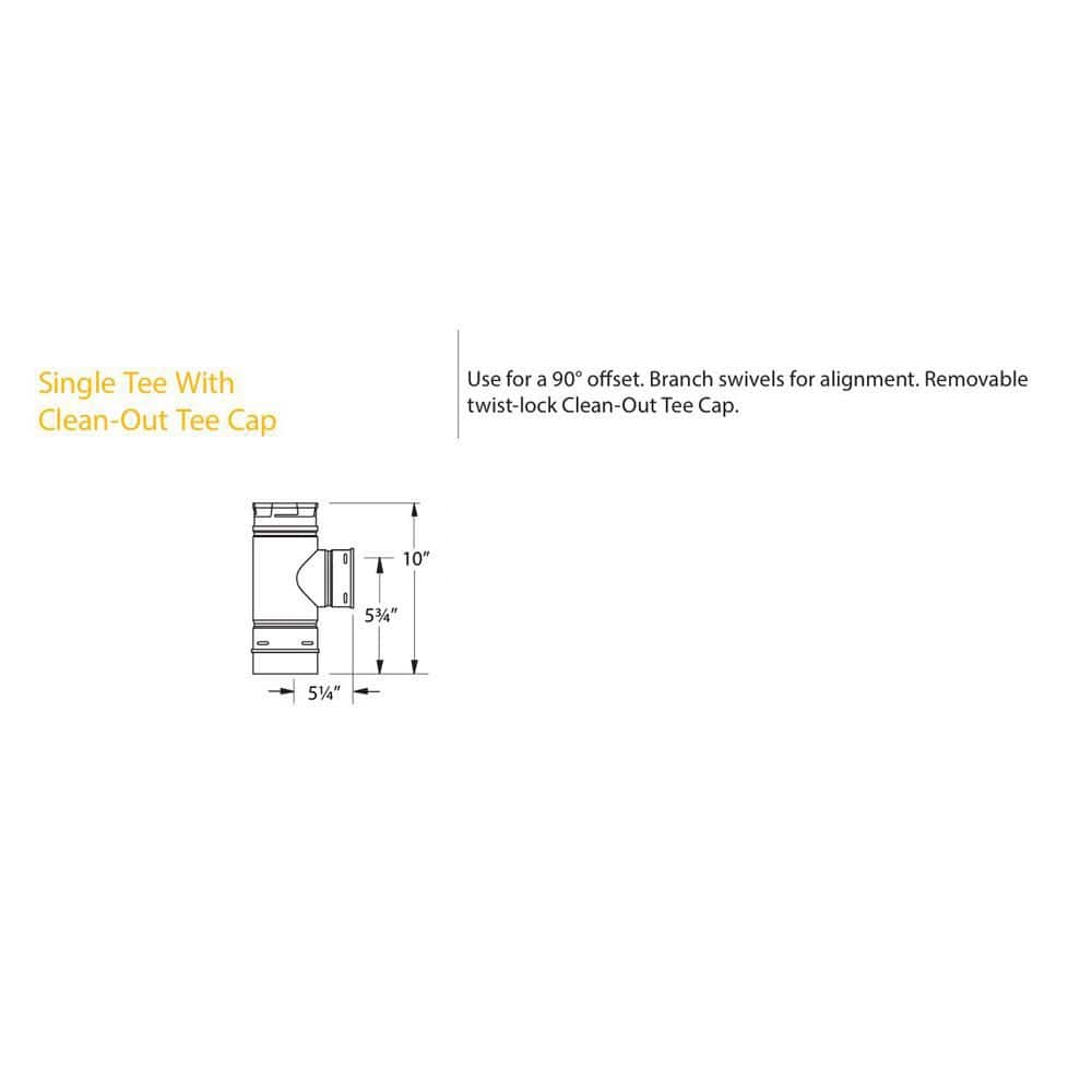 DuraVent PelletVent for Multi-Fuel 4in. Diameter Single Tee With Clean-Out Tee Cap, Painted Black (2)