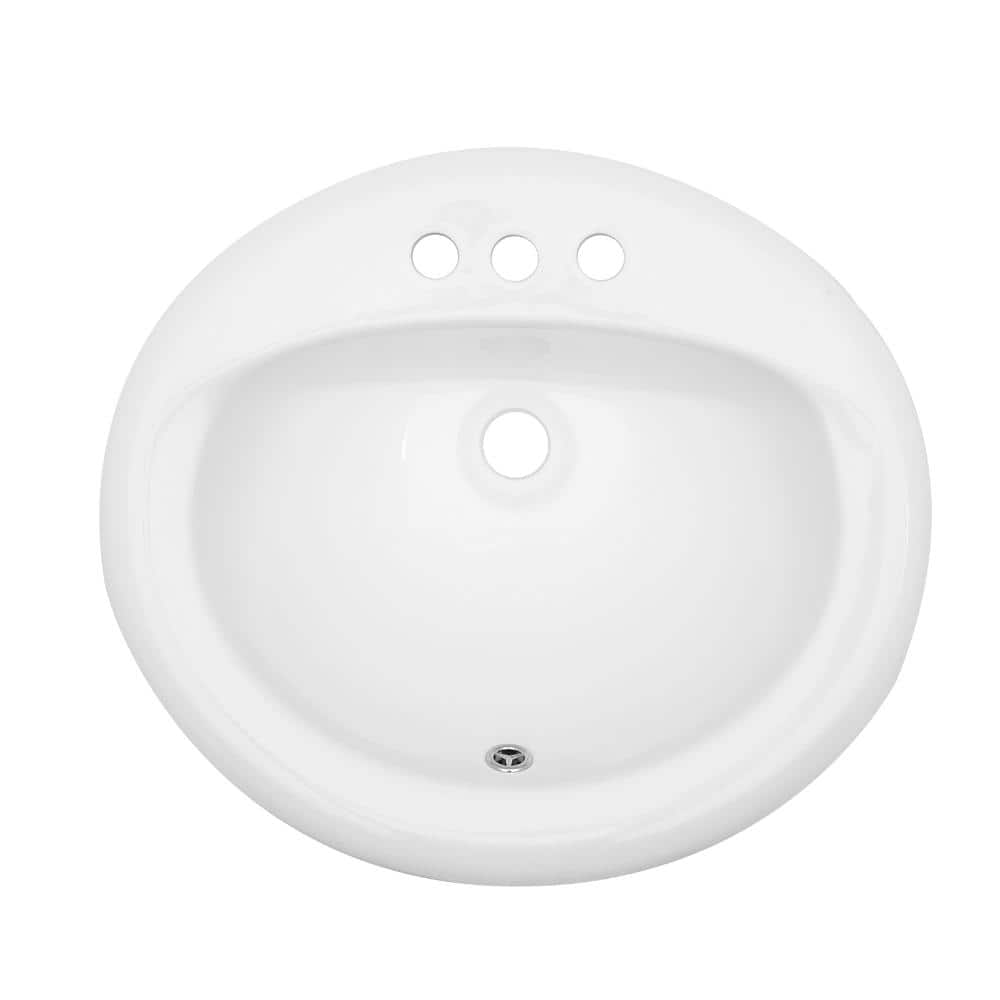 Unbranded 20.3x18 in. White Drop In Bathroom Sink with 3 Vessel Style Basin (2)