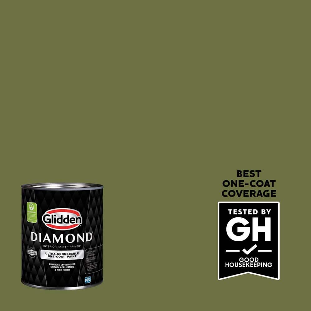 Glidden Diamond 1 qt. PPG1122-7 Oakmoss Flat/Matte Interior Paint with Primer (1)