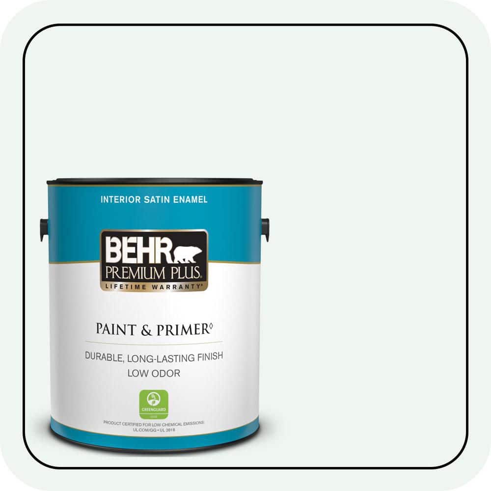 BEHR PREMIUM PLUS 1 gal. #T13-14 Heavy Sugar Satin Enamel Low Odor Interior Paint & Primer