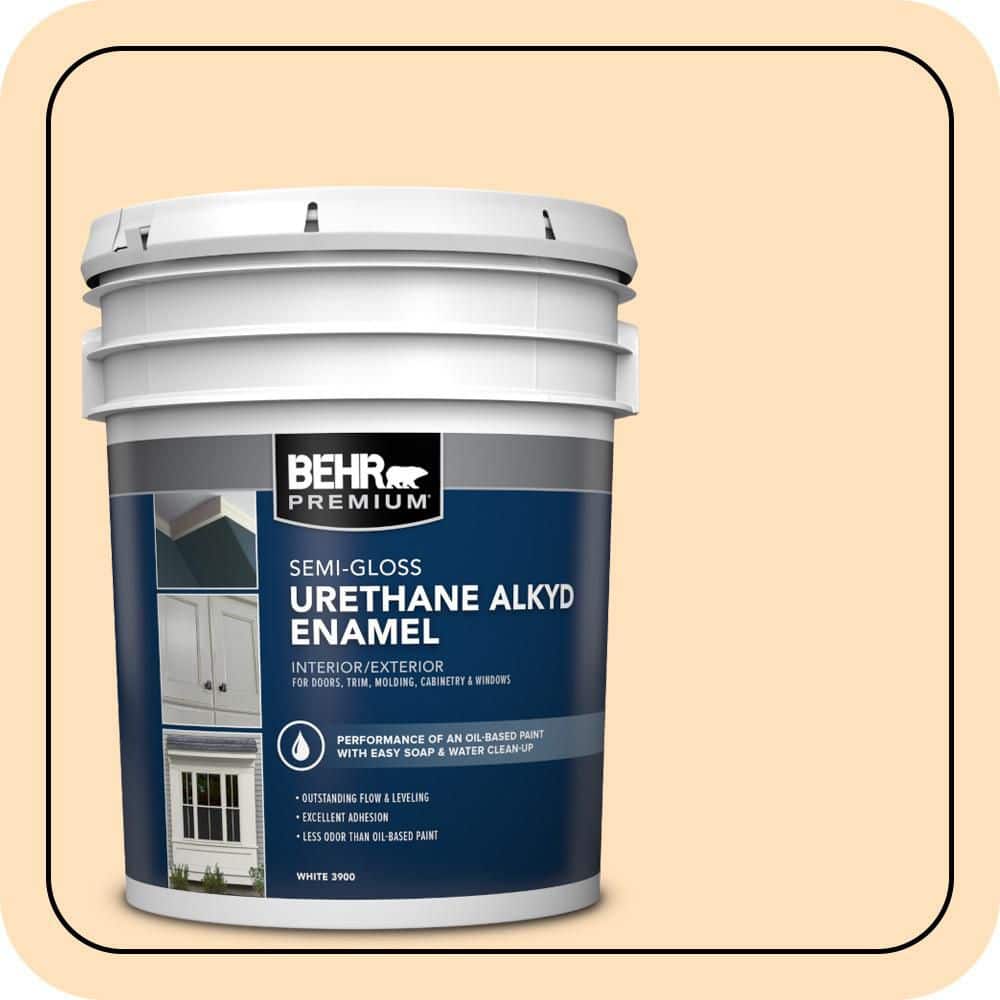 BEHR PREMIUM 5 gal. #310C-2 Orange Glow Urethane Alkyd Semi-Gloss Enamel Interior/Exterior Paint