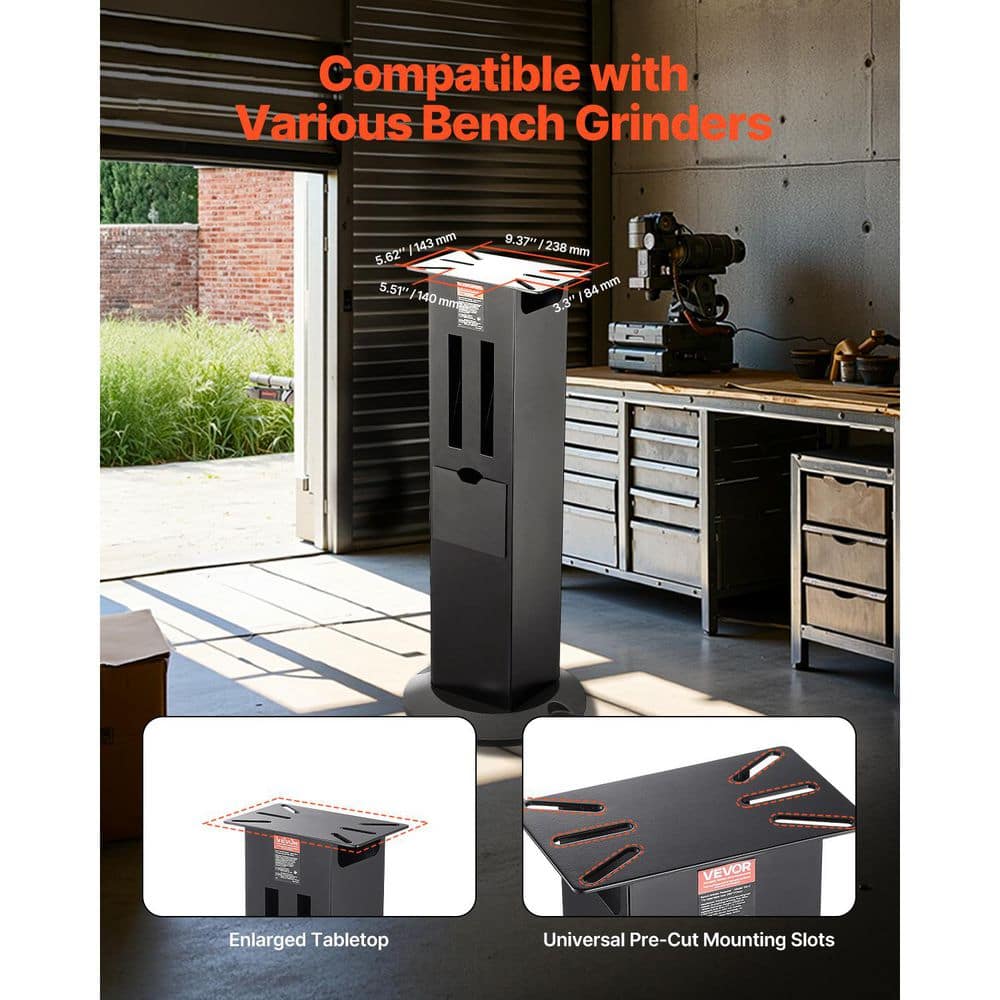 VEVOR Bench Grinder Stand, Heavy-Duty Bench Grinder and Vise Floor Pedestal with 11 in. x 6.7 in. Mounting Plate (2)