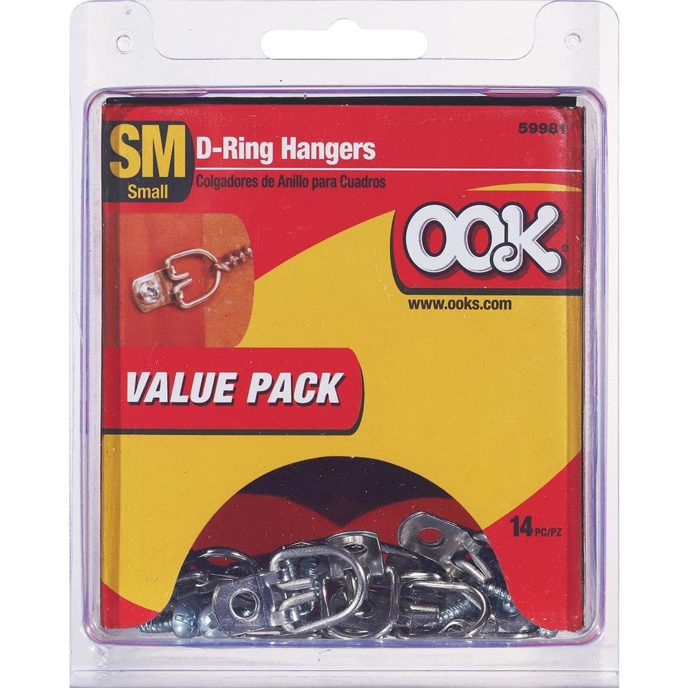 OOK Small 1-Hole Zinc-Plated Steel D-Ring Hangers Value Pack (14-Piece) (2)