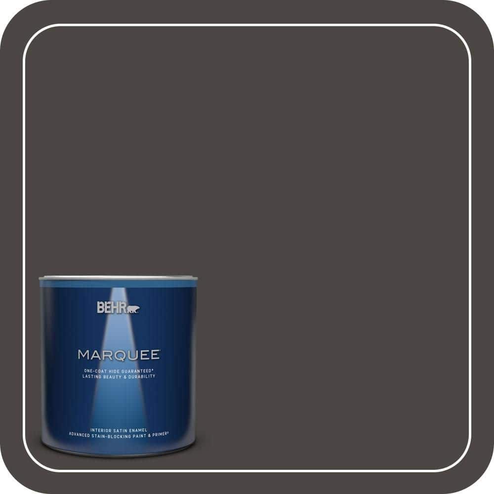 BEHR MARQUEE 1 qt. #T16-01 Black Pearl Satin Enamel Interior Paint & Primer