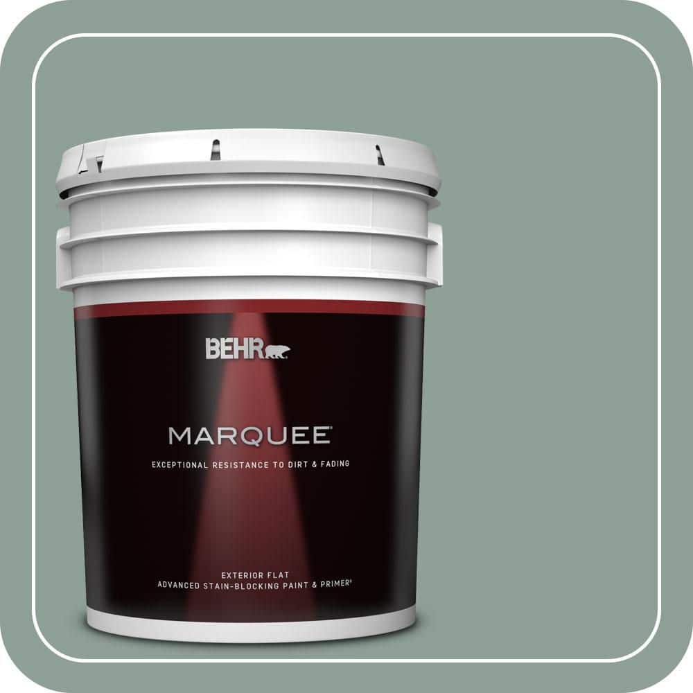 BEHR MARQUEE 5 gal. #QE-44 Eucalyptus Flat Exterior Paint & Primer (1)
