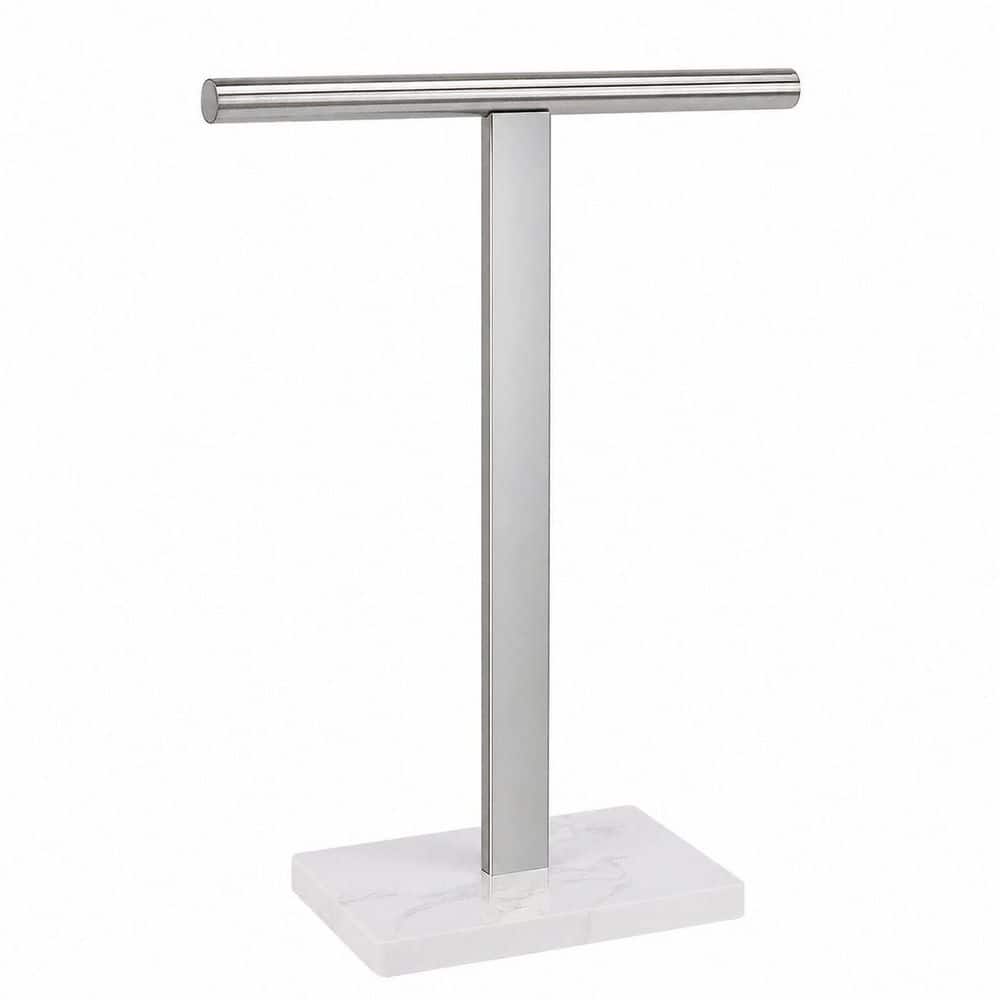 Anqtovp Hand Towel Holder in Brushed Stainless Steel with Marble Base T-Shape Bar for Bathroom Countertop, Rustproof (1)
