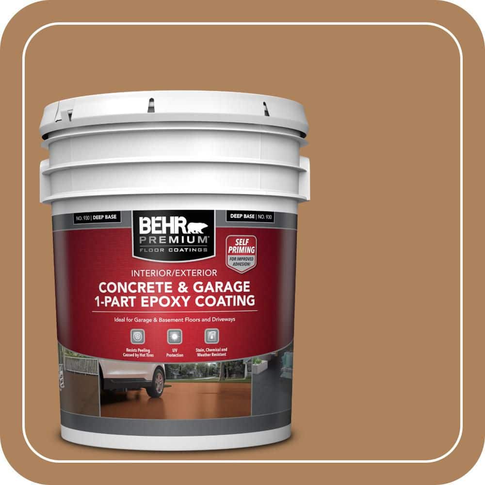 BEHR PREMIUM 5 gal. #S260-6 Circus Peanut Self-Priming 1-Part Epoxy Satin Interior/Exterior Concrete and Garage Floor Paint