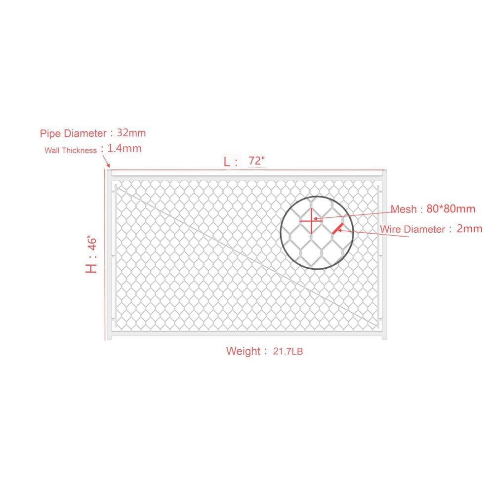 Tidoin 6 ft. W x 3.8 ft. H White Metal Adjustable Chain Link Fence Gate (2)