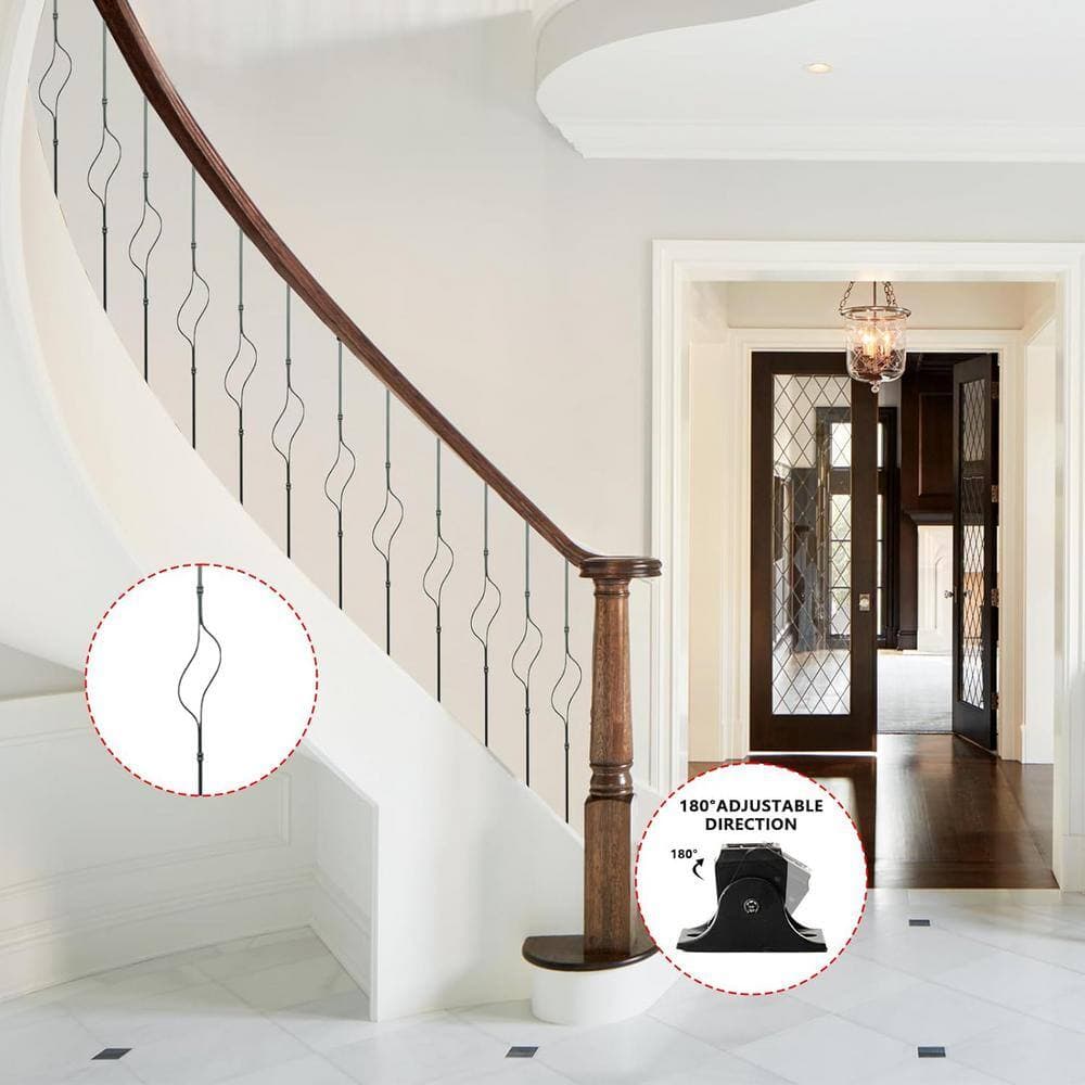 Afoxsos 44 in. x 4 in. Iron Crescent Balusters and Swivel Shoes-(5-Pack) (3)