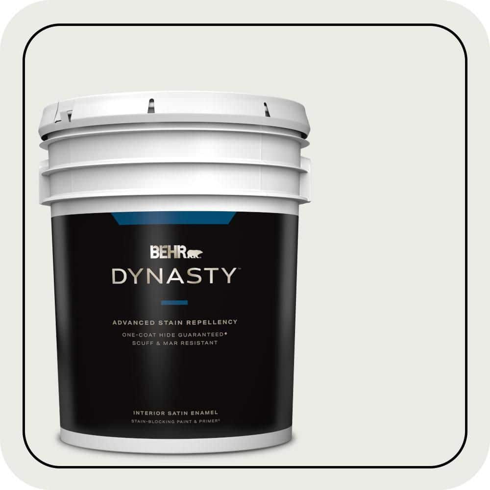 BEHR DYNASTY 5 gal. Designer Collection #DC-002 Statement White Satin Enamel Interior Stain-Blocking Paint & Primer