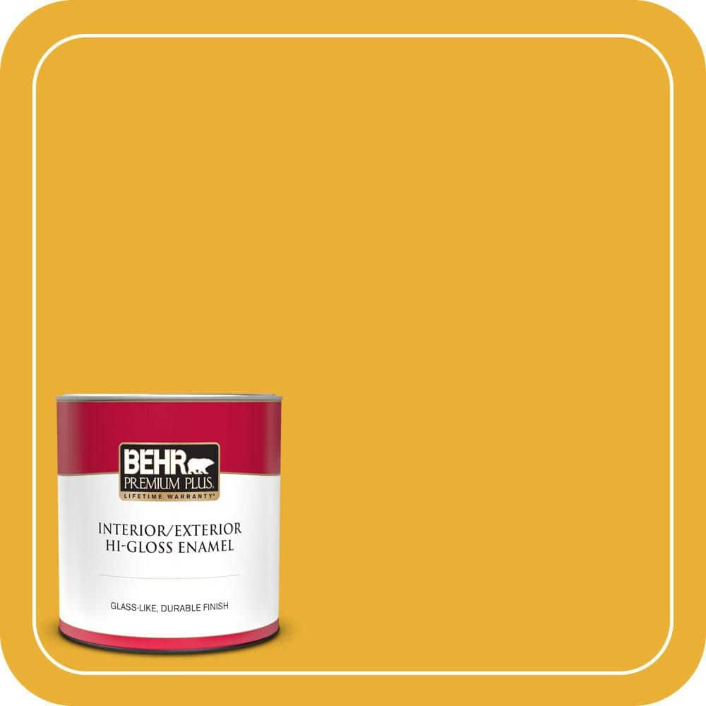 BEHR PREMIUM PLUS 1 qt. #P280-7 Midsummer Gold Hi-Gloss Enamel Interior/Exterior Paint & Primer (1)