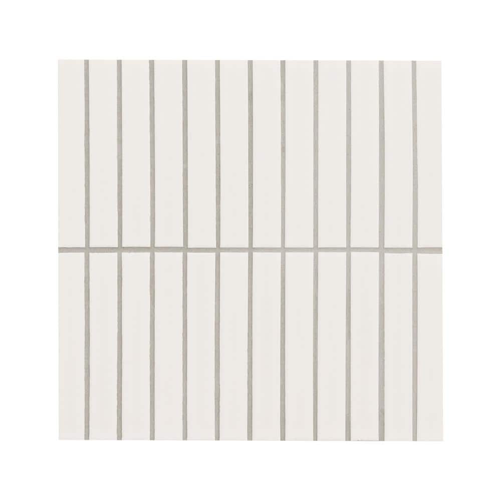 MSI White Stacked 12 in. x 12 in. x 0.24 in. Matte Porcelain Mesh-Mounted Mosaic Floor and Wall Tile (0.94 sq. ft./Each) (2)