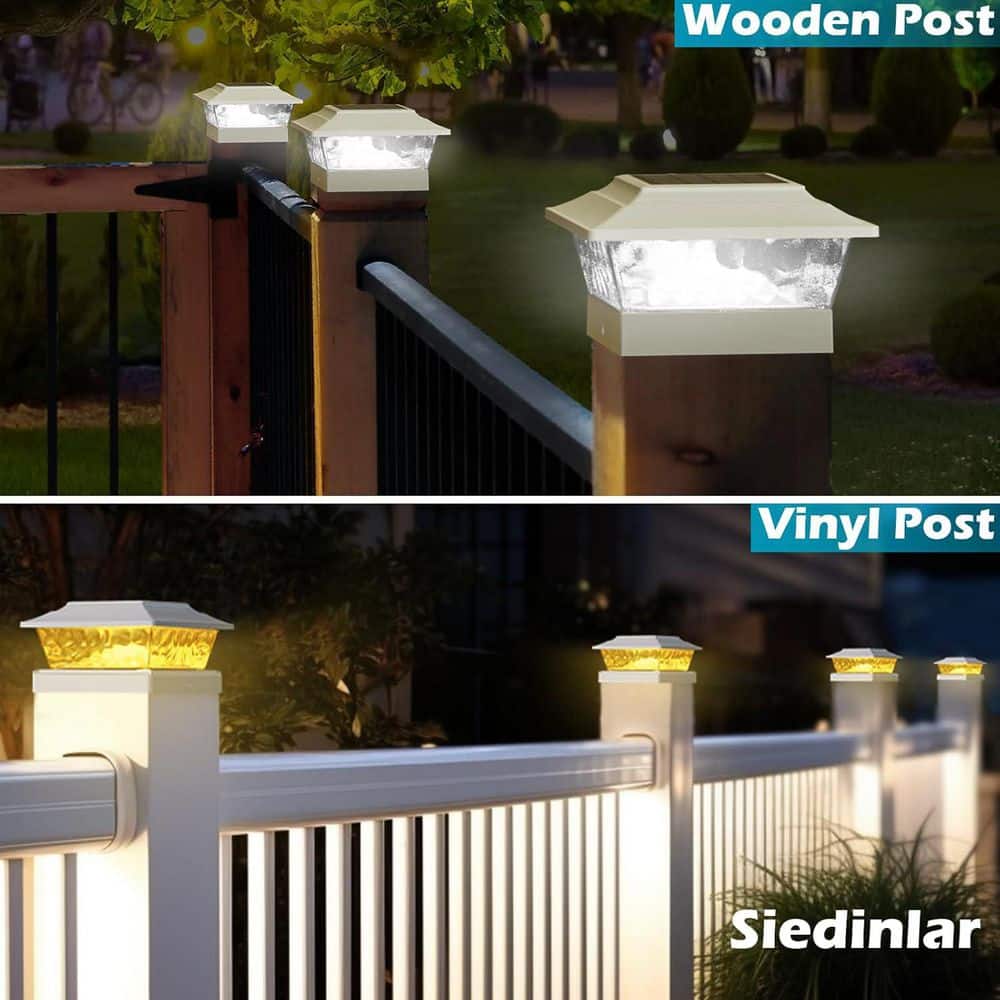 Afoxsos Solar Post Lights Outdoor 12 LEDs 4 Modes Post Cap Light for Vinyl Wooden Deck Fence Decor 6 Pack Cable Railing Sytem (3)