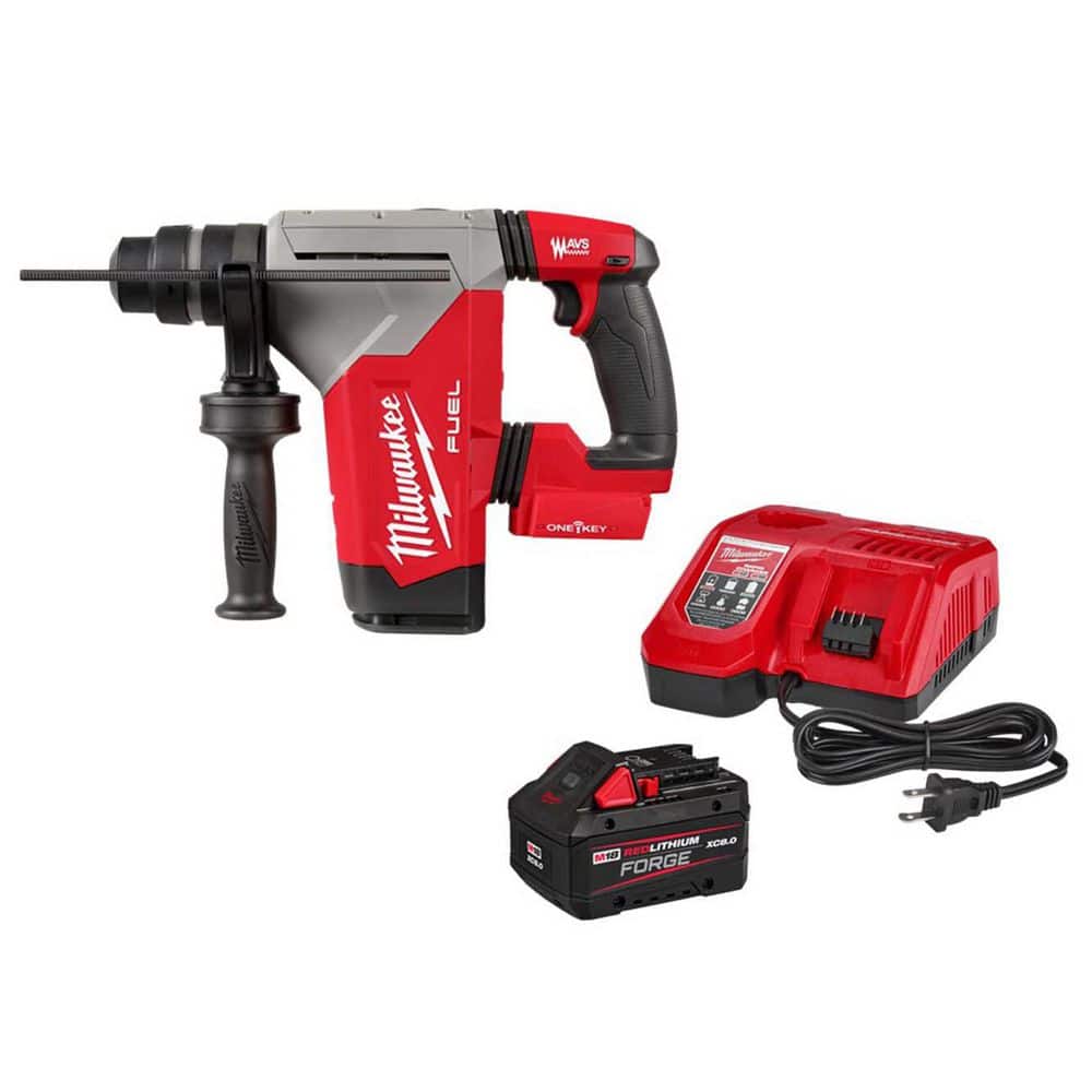 Milwaukee M18 FUEL 18V Lith-Ion Brushless Cordless SDS-Plus 1-1/8 in. Rotary Hammer Drill w/ FORGE 8. 0Ah Battery & Charger (1)