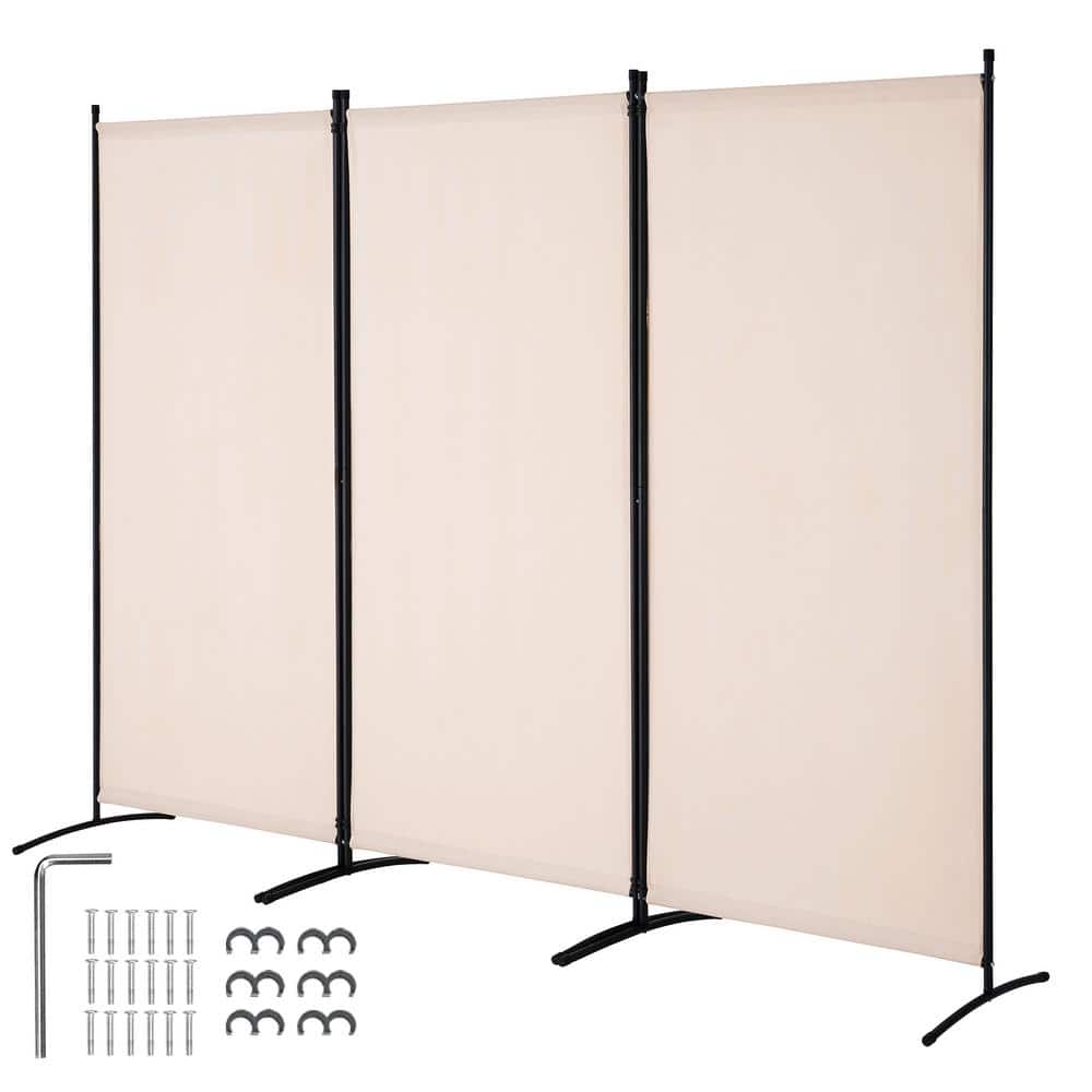 VEVOR Room Divider, 3 Panel Room Divider, Folding Privacy Screen and Portable Partition Divider for Room Separation, Beige (1)