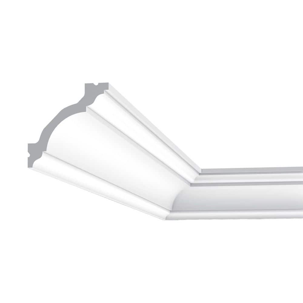 ORAC DECOR 3-1/8 in. x 3-1/8 in. x 78-3/4 in. Primed White Plain Polyurethane Crown Moulding (2-Pack) (1)