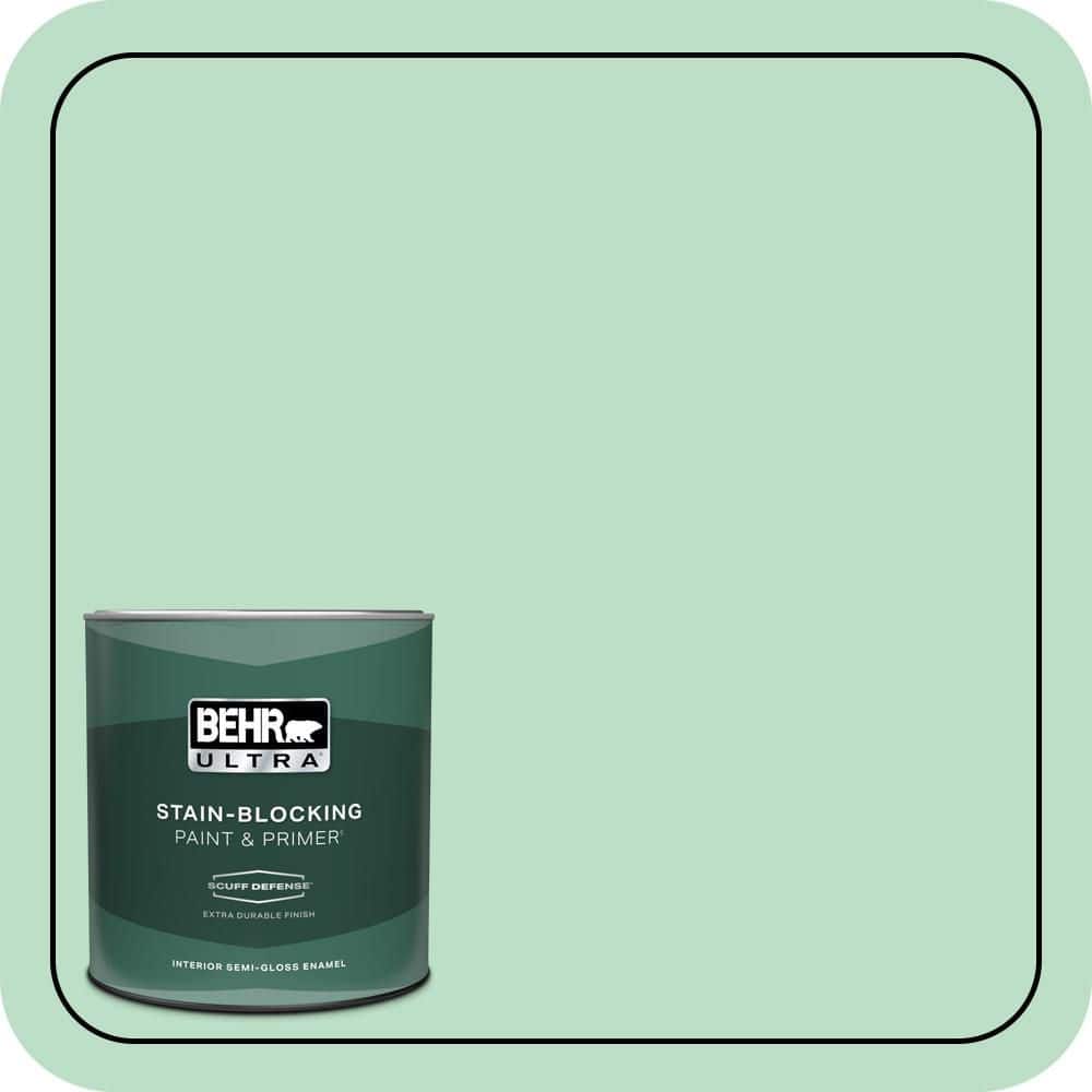 BEHR ULTRA 1 qt. #470C-3 Spirited Green Extra Durable Semi-Gloss Enamel Interior Paint & Primer