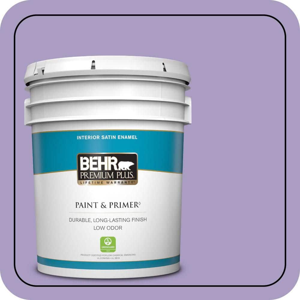 BEHR PREMIUM PLUS 5 gal. #M560-4 Evening Slipper Satin Enamel Low Odor Interior Paint & Primer