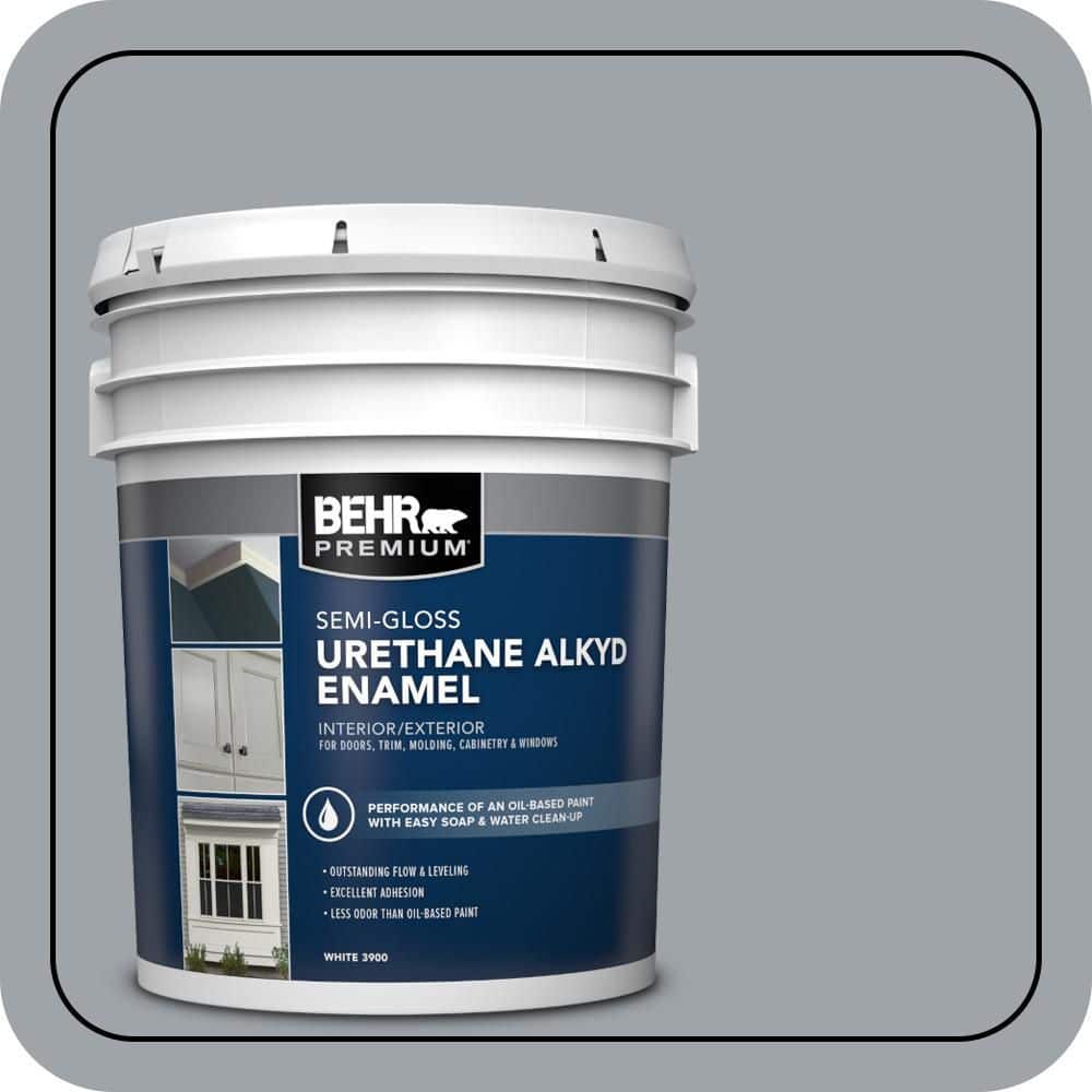BEHR PREMIUM 5 gal. #N510-4 Supernova Urethane Alkyd Semi-Gloss Enamel Interior/Exterior Paint