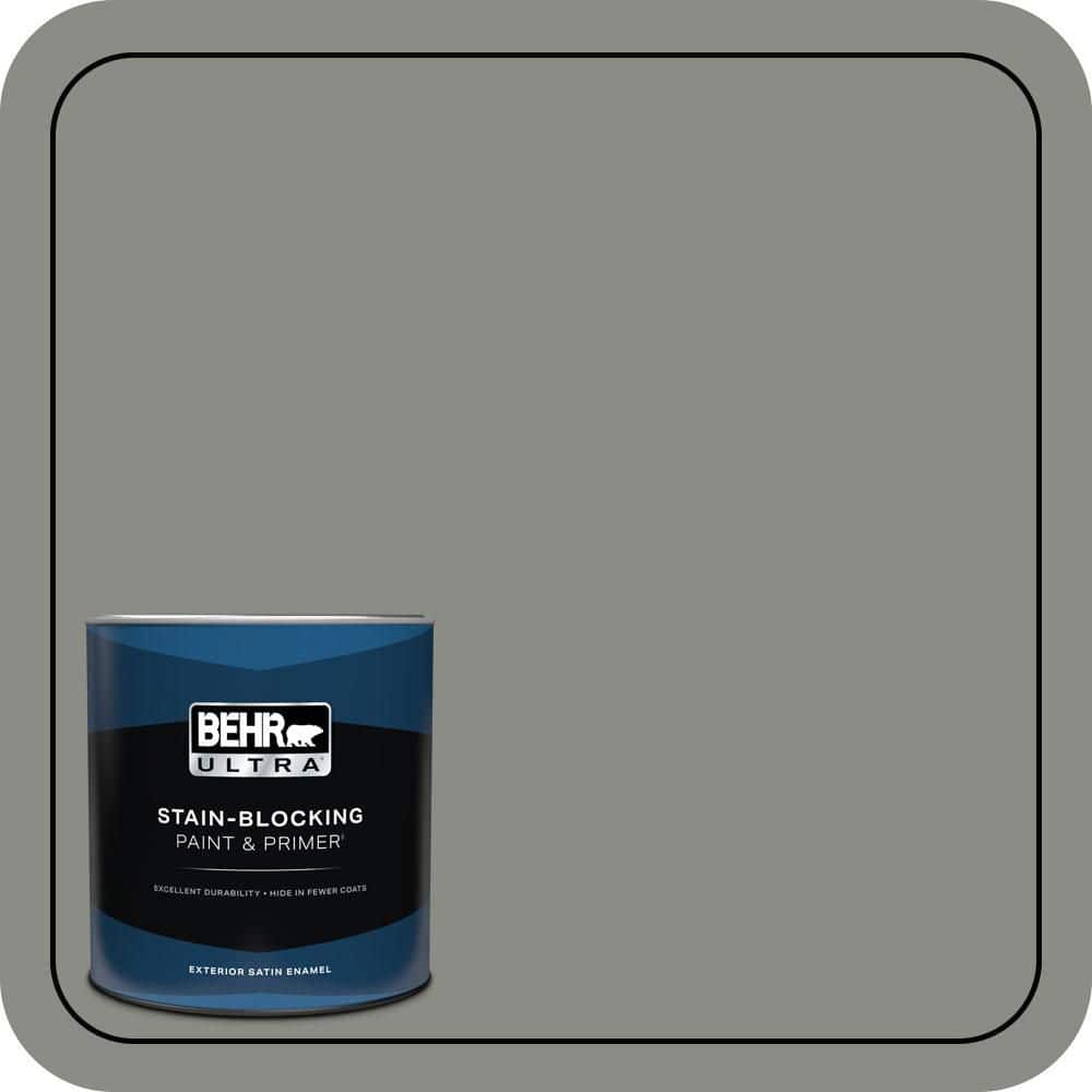 BEHR ULTRA 1 qt. #N380-5 Naturalist Gray Satin Enamel Exterior Paint & Primer