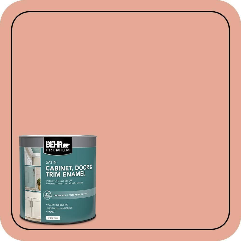 BEHR PREMIUM 1 qt. #M190-4 California Coral Satin Enamel Interior/Exterior Cabinet, Door & Trim Paint (1)
