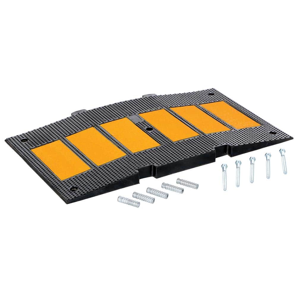 Vestil 20.3125 in. x 35.25 in. x 2.4375 in. Black Rubber Middle Section with Concrete Kit for 120 in. Speed Bump (1)