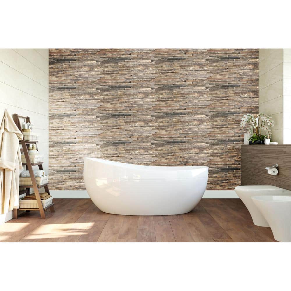 Ekena Millwork 23-3/4 in. 11-7/8 in. 3/4 in. Stacked Boat Wood Mosaic Wall Tile (2)