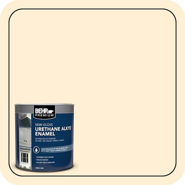 BEHR PREMIUM 1 qt. #330A-1 Bonnie Cream Semi-Gloss Enamel Urethane Alkyd Interior/Exterior Paint (2)