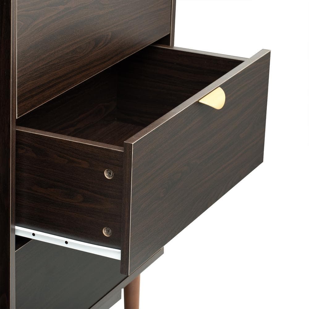 Unbranded 63 in. W x 15.7 in. D x 35.4 in. H Brown Linen Cabinet with Three Drawers and Metal Handles (3)