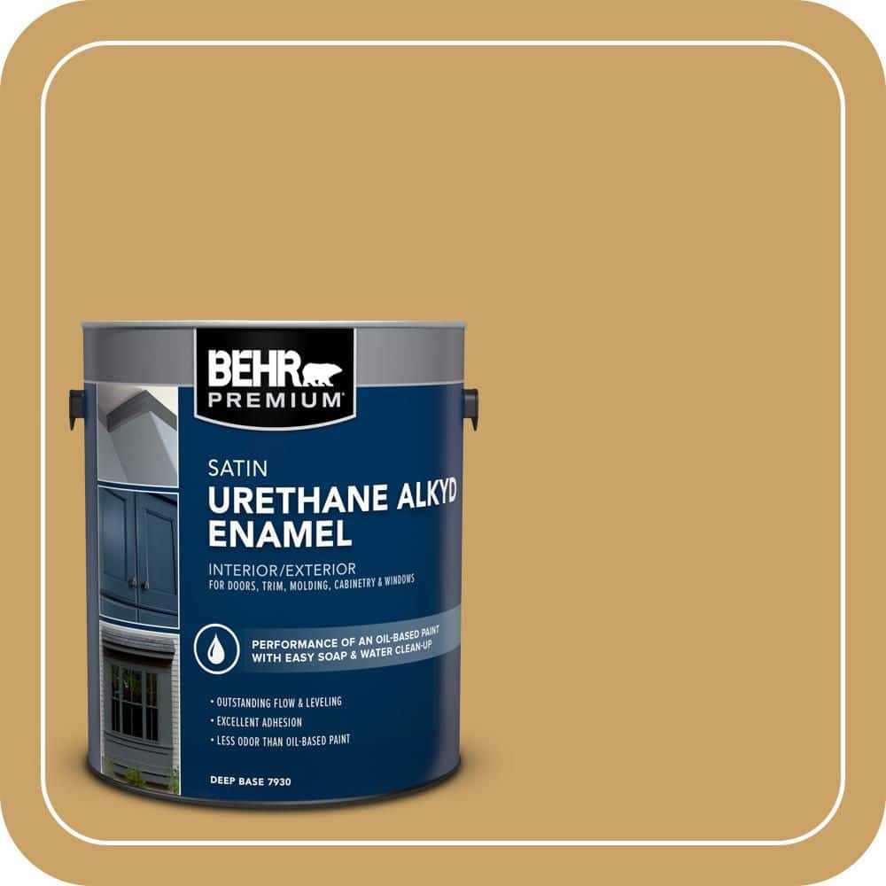 BEHR PREMIUM 1 gal. #PPU6-17 Classic Gold Urethane Alkyd Satin Enamel Interior/Exterior Paint (1)