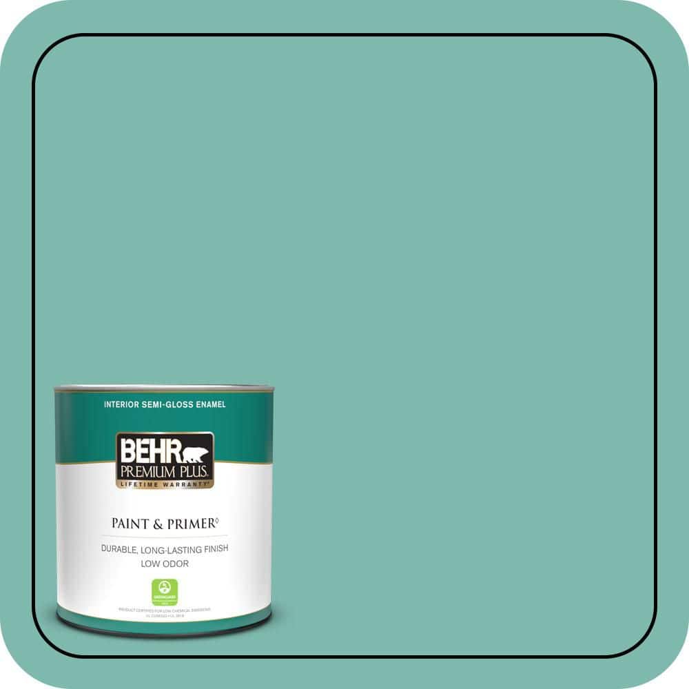 BEHR PREMIUM PLUS 1 qt. #490D-5 Winter Surf Semi-Gloss Enamel Low Odor Interior Paint & Primer