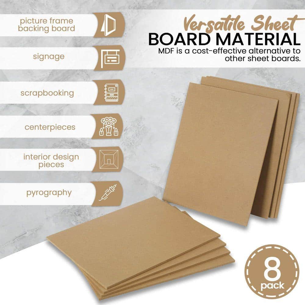 Angel Sar 1/4 in. x 11 in. x 1.17 ft. MDF Board with Smooth, Unfinished Sides and Sanded Edges for Carpentry and More (8-Pack) (3)