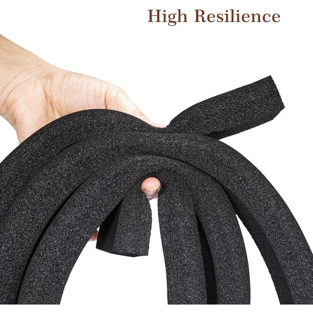 NVNOO 1 in. x 1 in. High Resilience Foam Weather Stripping Insulation Strip No Glue 6.5 ft. per Roll Black (4-Pack) (2)