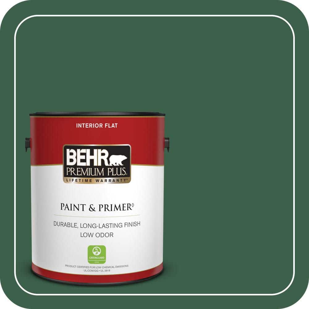 BEHR PREMIUM PLUS 1 gal. #470D-7 Windy Pine Flat Low Odor Interior Paint & Primer